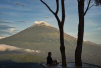 Seorang pelancong menikmati pemandangan perbukitan hijau berudara sejuk yang kini menjadi destinasi favorit wisatawan global untuk melarikan diri dari cuaca panas.