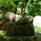 Taman lumut ikonik di Kuil Sanzen-in, Desa Ohara, Kyoto, menyajikan suasana tenang dengan patung batu Jizo yang tersebar di antara pepohonan cedar rindang.