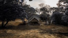 Suasana tenang pagi hari di perkampungan adat Sumba Timur yang menawarkan kehangatan interaksi masyarakat lokal serta pemandangan perbukitan yang megah.